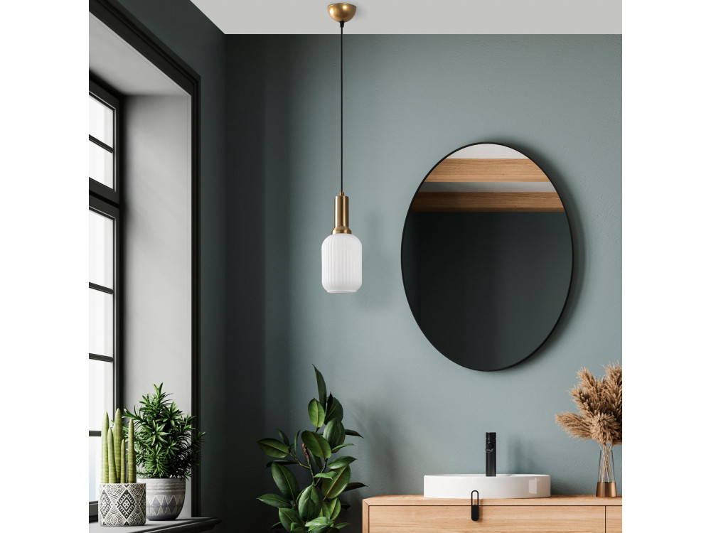 Lampe suspendue en métal "Asker" - 13 x 13 cm - Doré