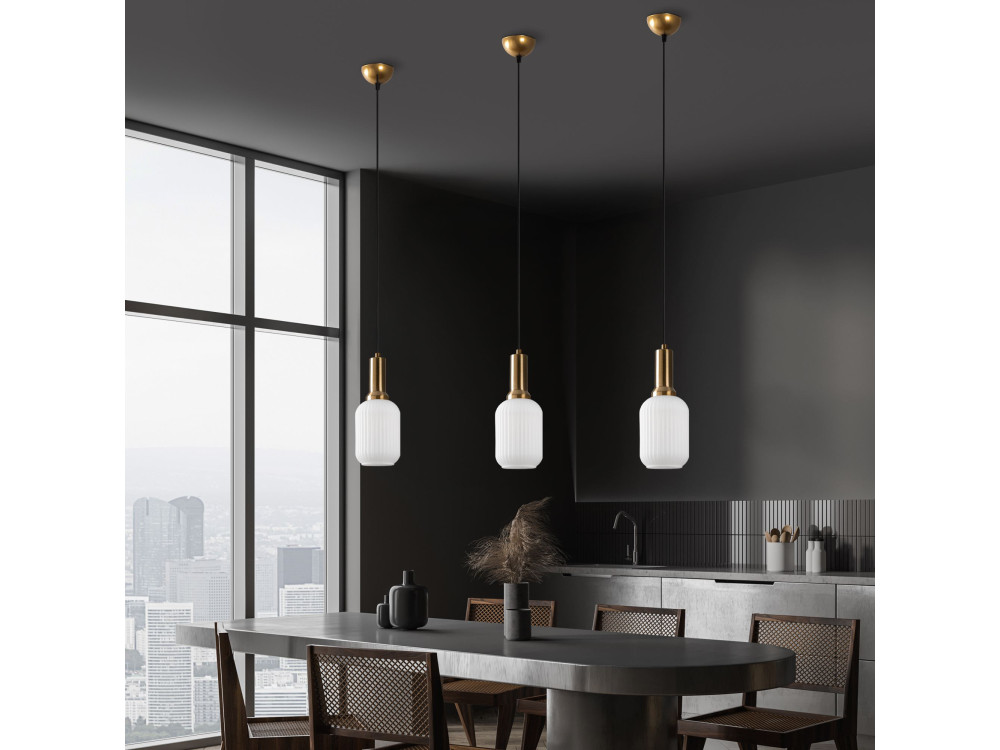 Lampe suspendue en métal "Asker" - 13 x 13 cm - Doré
