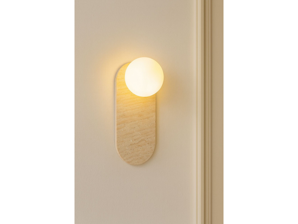 Applique murale en travertin "Tor All" - 18 x 1 cm - Beige / Blanc