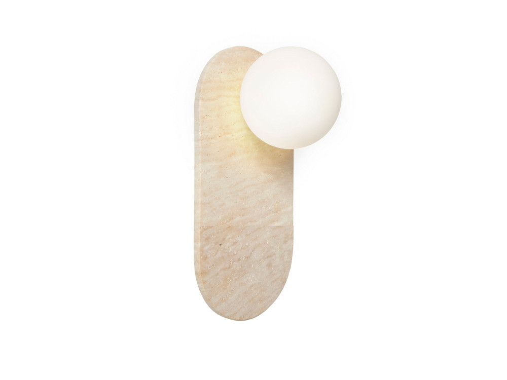 Applique murale en travertin "Tor All" - 18 x 1 cm - Beige / Blanc