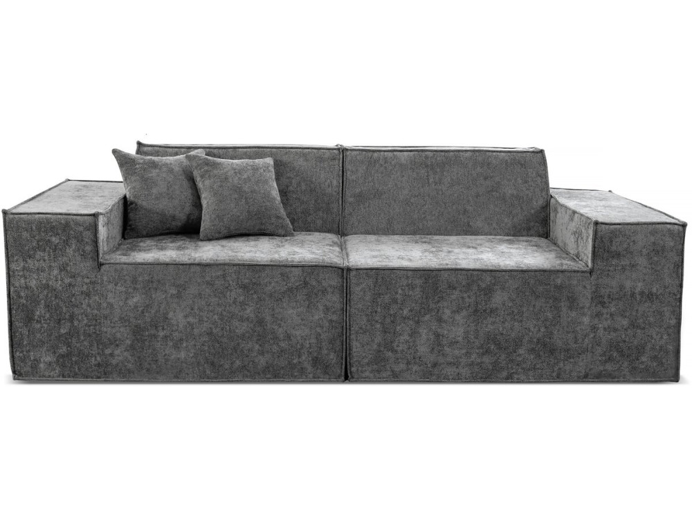 Canapé droit modulable en tissu texturé "Lusso" - 3 places - Gris