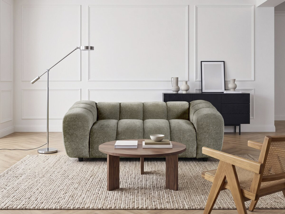 Canapé droit style bubble en tissu "Courcelles" - 2 places - Marron