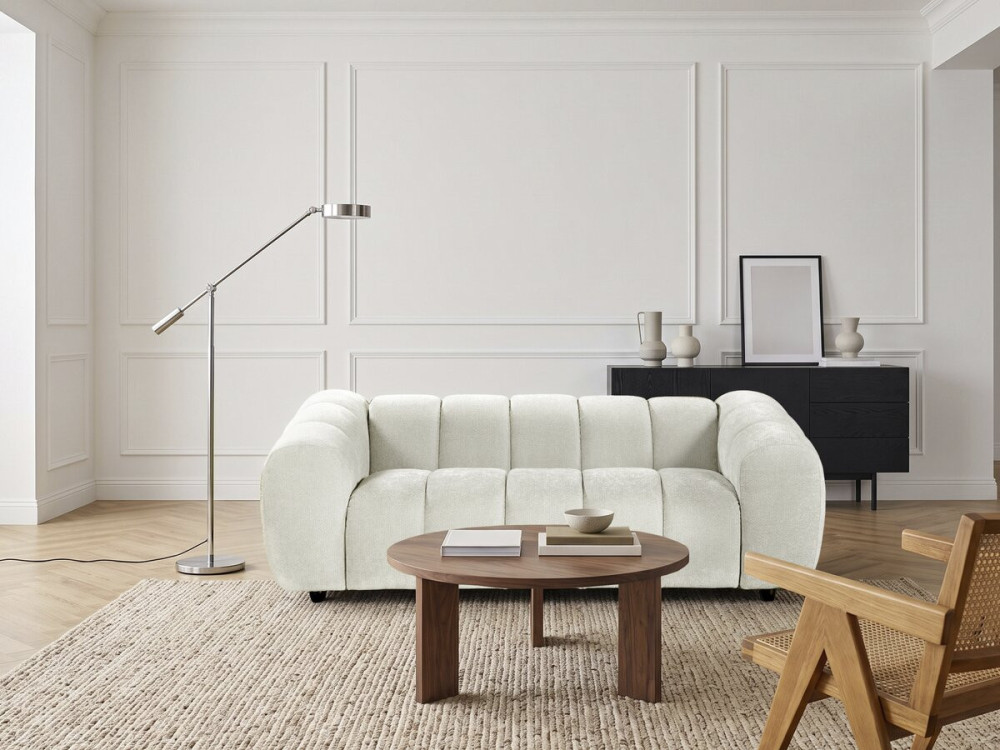 Canapé droit style bubble en tissu "Courcelles" - 3 places - Beige