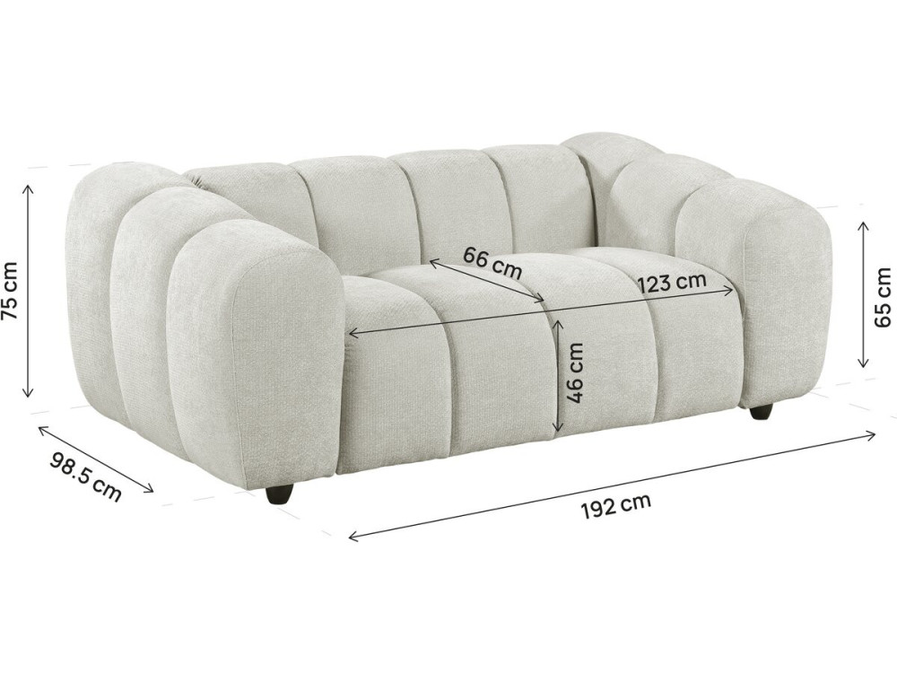 Canapé droit style bubble en tissu "Courcelles" - 2 places - Beige