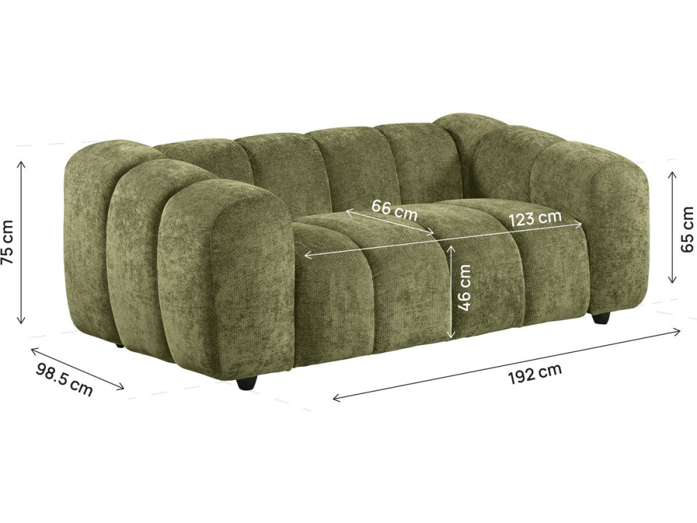 Canapé droit style bubble en tissu "Courcelles" - 2 places - Vert