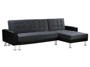 Canapé d'angle convertible et réversible "Theo" - 4 places - Noir / Gris