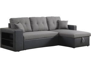 Canapé d'angle convertible/réversible "Axel" - 3 places - Noir/Gris