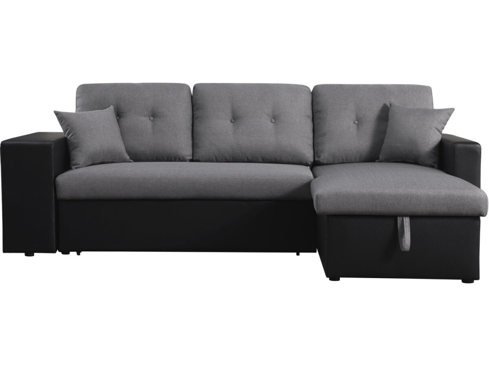 Canapé d'angle convertible/réversible "Axel" - 3 places - Noir/Gris