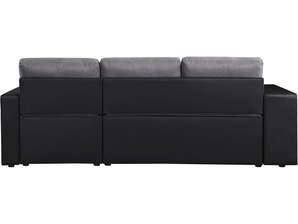 Canapé d'angle convertible/réversible "Axel" - 3 places - Noir/Gris