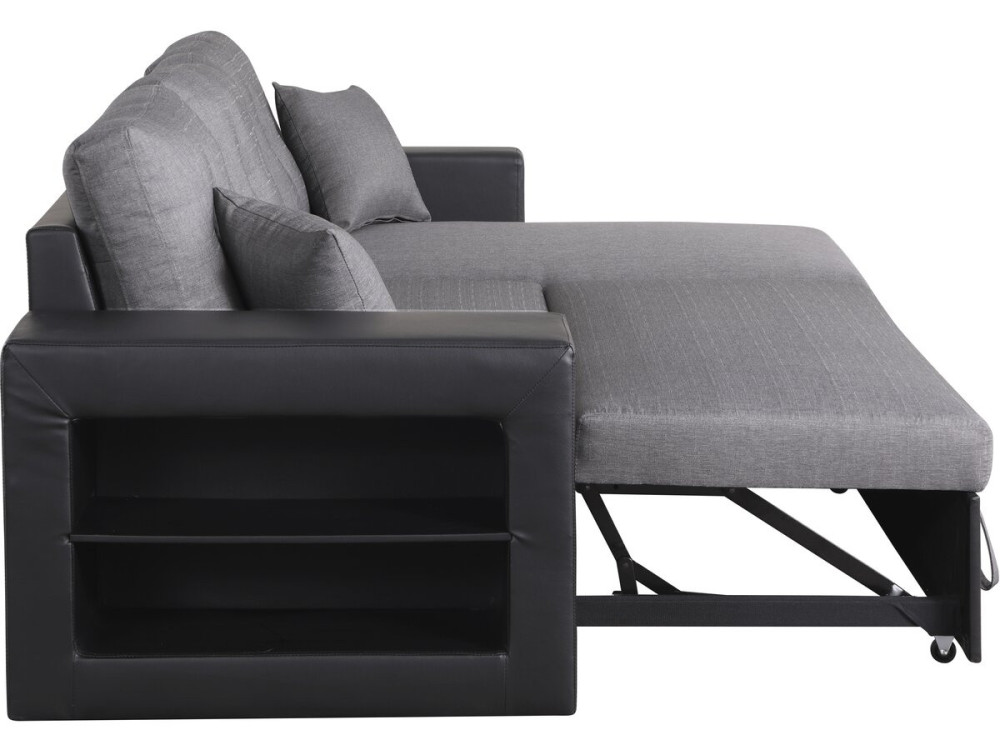 Canapé d'angle convertible/réversible "Axel" - 3 places - Noir/Gris
