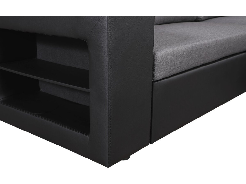 Canapé d'angle convertible/réversible "Axel" - 3 places - Noir/Gris