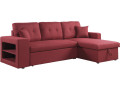 Canapé d'angle convertible/réversible "Axel" - 3 places - Gris - rouge