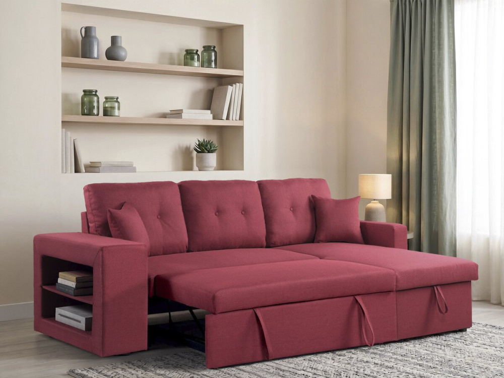 Canapé d'angle convertible/réversible "Axel" - 3 places - Rouge