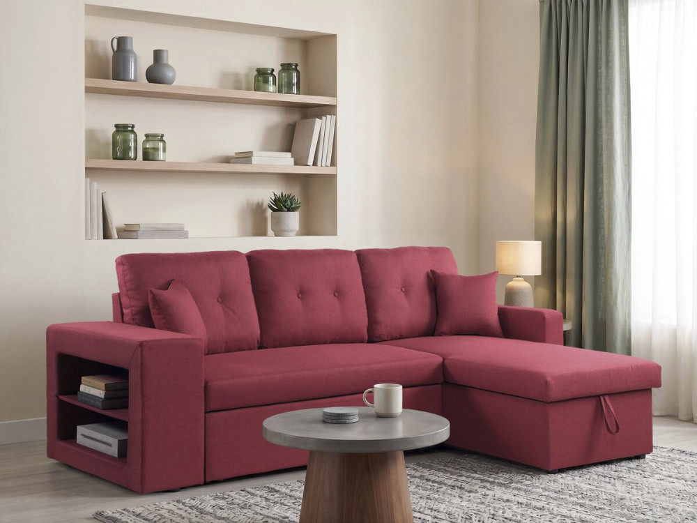 Canapé d'angle convertible/réversible "Axel" - 3 places - Rouge