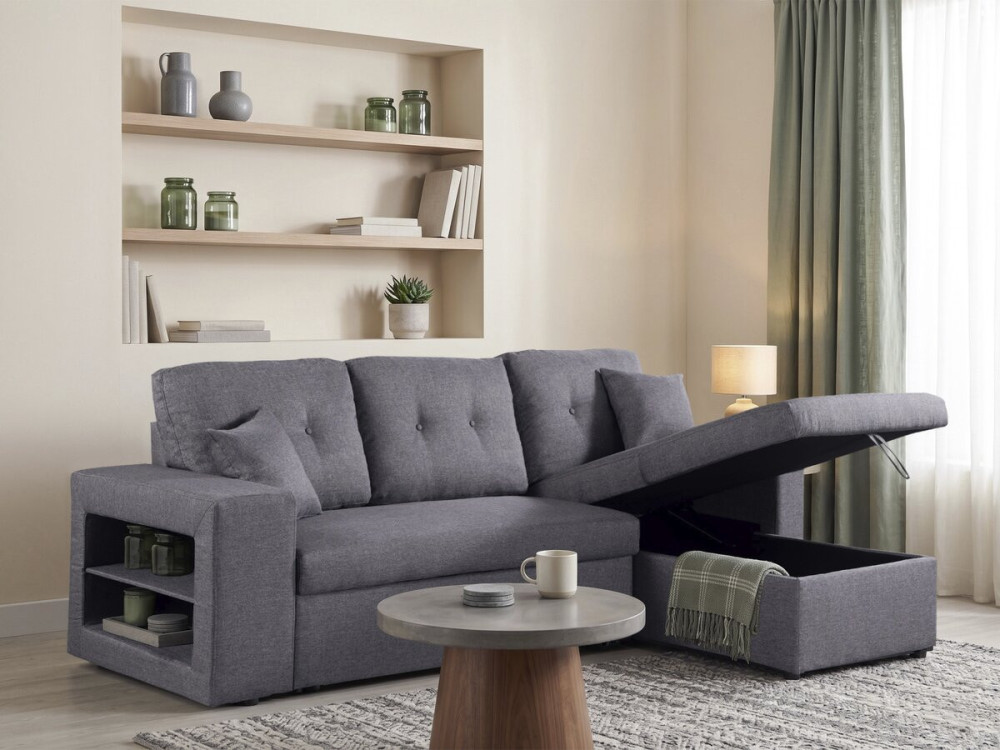Canapé d'angle convertible/réversible "Axel" - 3 places - Gris