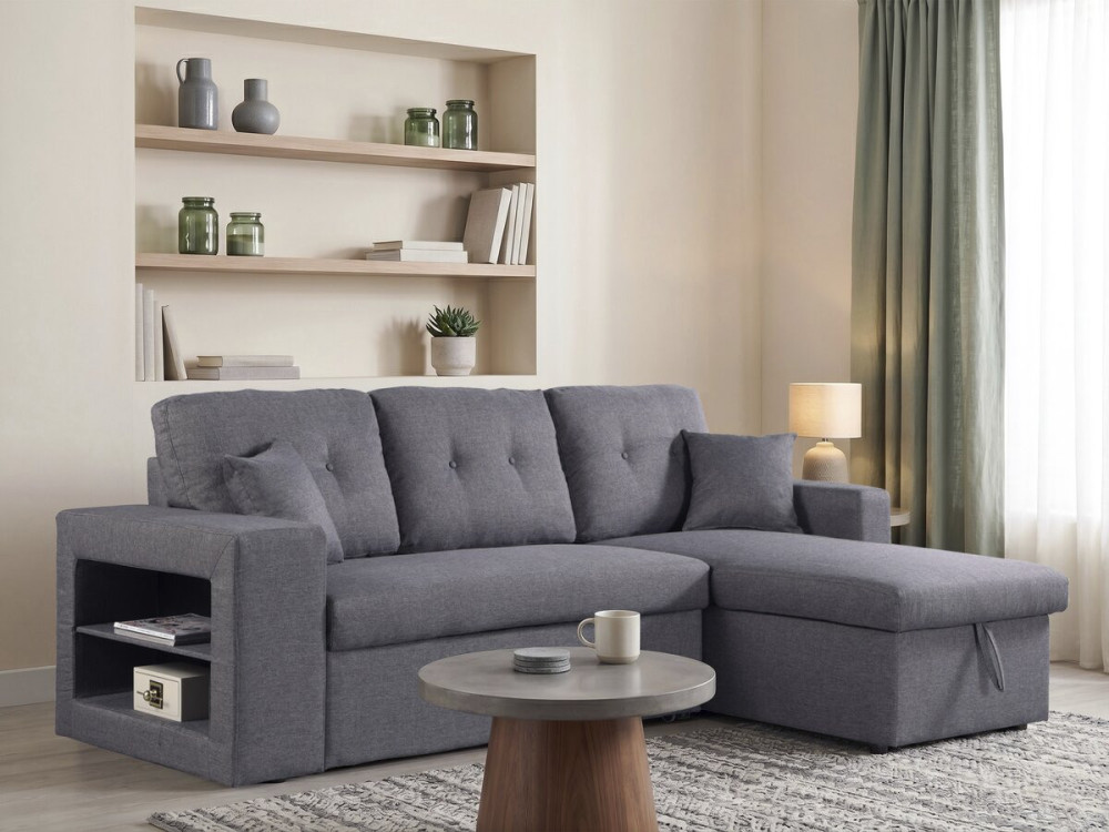 Canapé d'angle convertible/réversible "Axel" - 3 places - Gris