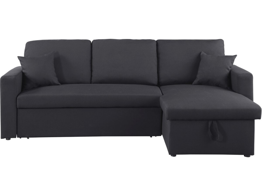 Canapé d'angle convertible/ réversible "Alain" - 221 x 145 x 85 cm - 3 places - Noir