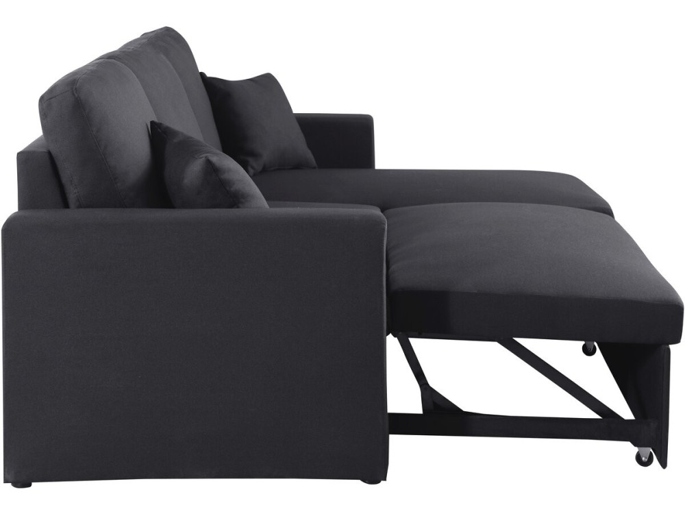 Canapé d'angle convertible/ réversible "Alain" - 221 x 145 x 85 cm - 3 places - Noir