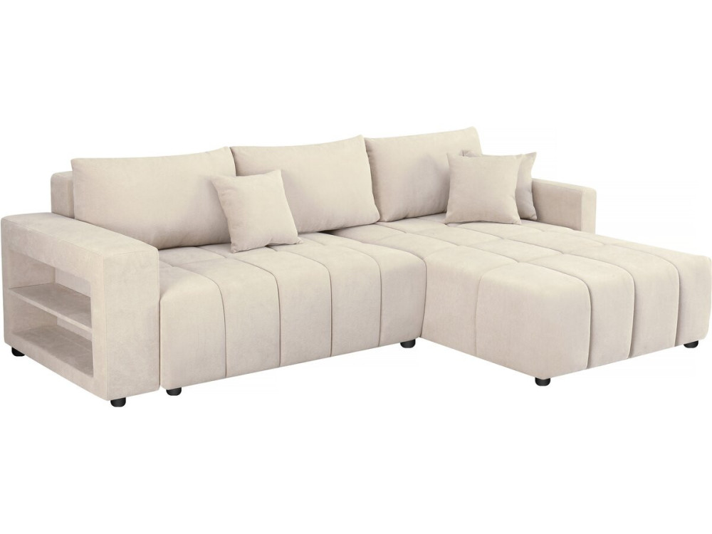 Canapé d'angle convertible tissu chenille 3 places - "Trocadero" - Beige