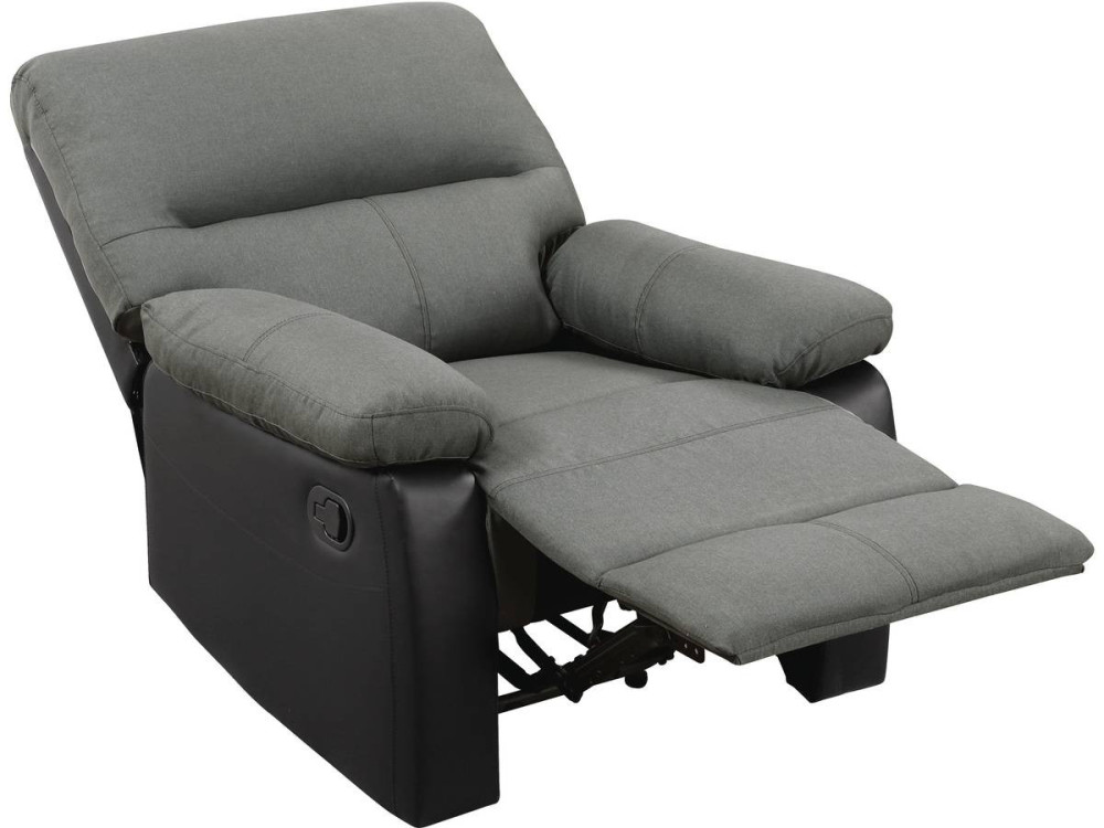 Fauteuil relax "Lincoln" - 90 x 89 x 103 cm - Noir/Gris foncé