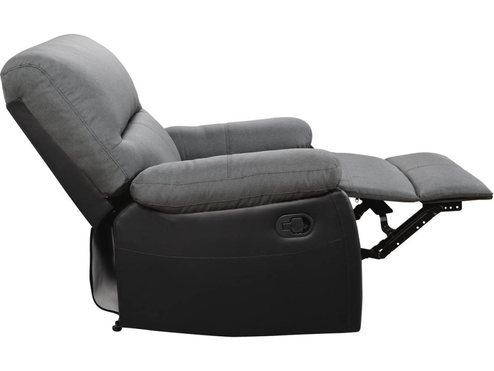 Fauteuil relax "Lincoln" - 90 x 89 x 103 cm - Noir/Gris foncé