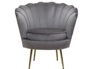 Fauteuil en velours "Floria" - 75 x 68 x 77.5 cm - Gris