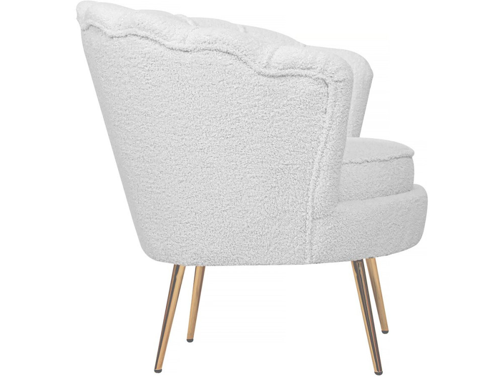 Fauteuil bouclette "Floria" - 75 x 68 x 77,5 cm -  Blanc