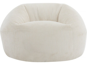 Pouf en velours côtelé  "Cusco" - 80 x 74 x 49 cm - Beige