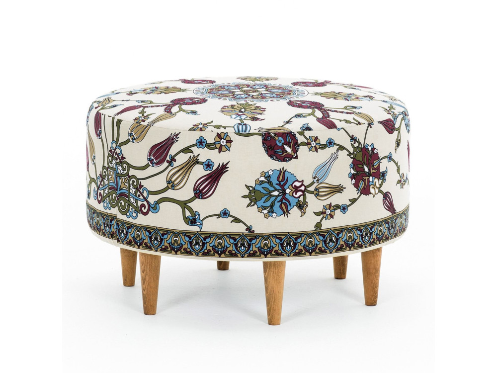 Pouf en bois "Rimini" - 65 x 65 x 40 cm - Blanc