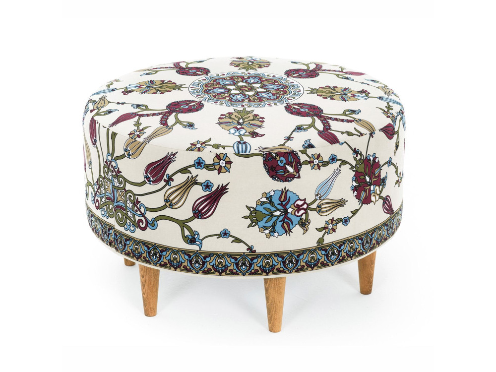 Pouf en bois "Rimini" - 65 x 65 x 40 cm - Blanc