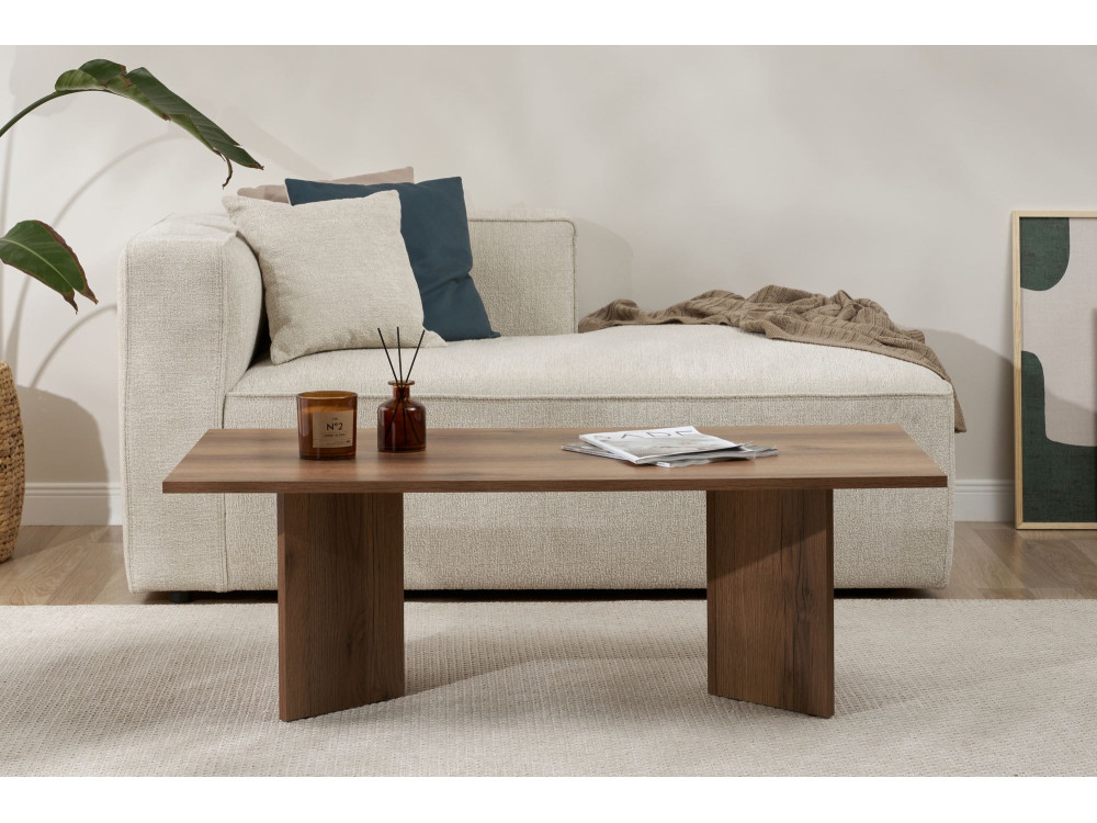 Table basse en bois "Sabin" - 60 x 119 x 40 cm - Noyer