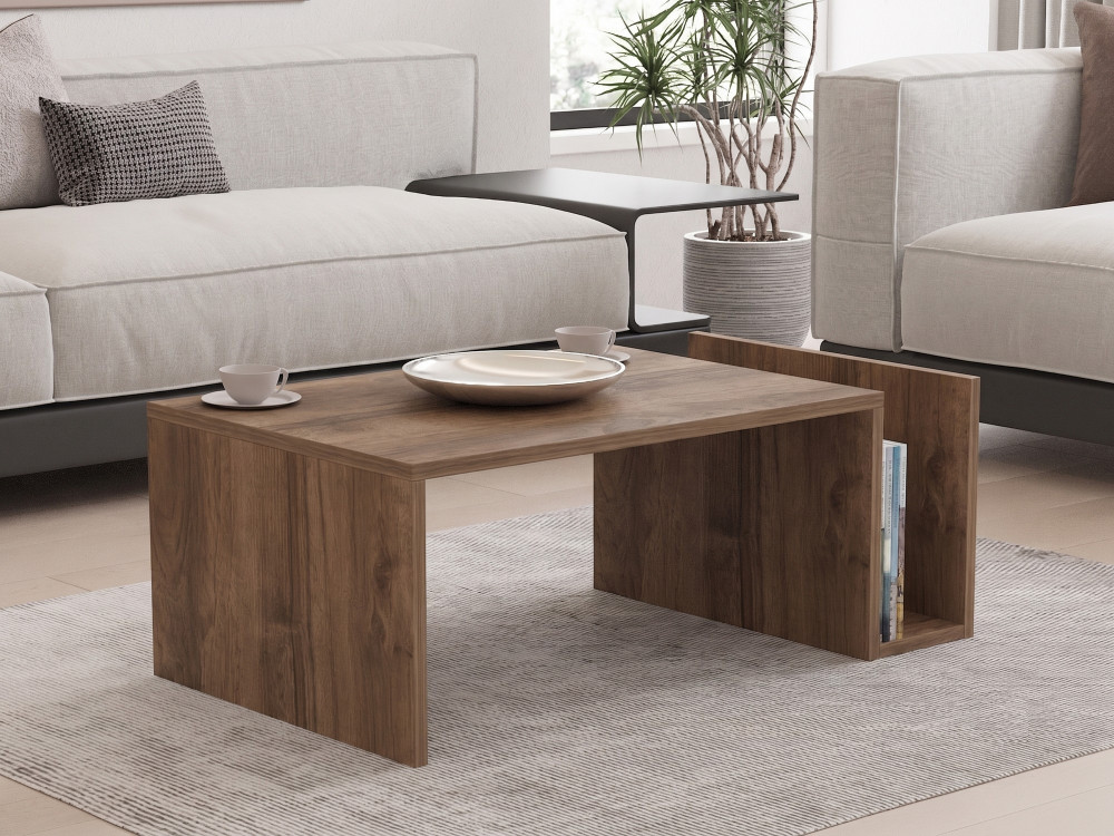 Table Basse en bois " Memo " - 86,8 x 32,4 x 50 cm - Noyer Venezia
