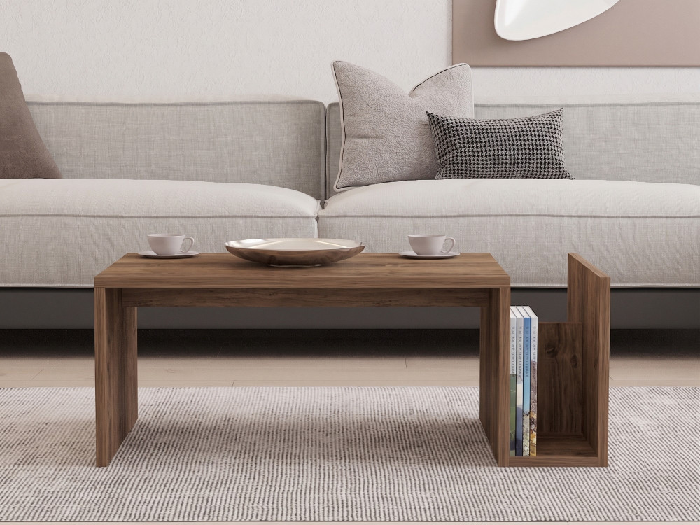Table Basse en bois " Memo " - 86,8 x 32,4 x 50 cm - Noyer Venezia