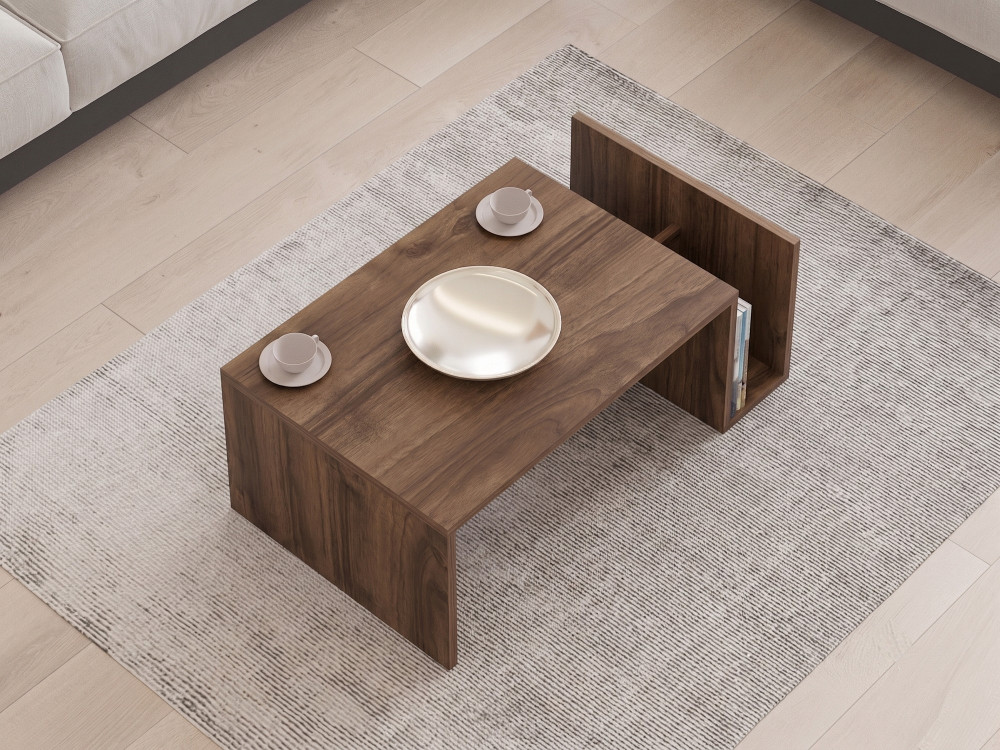Table Basse en bois " Memo " - 86,8 x 32,4 x 50 cm - Noyer Venezia