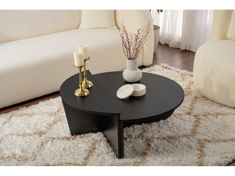 Table basse en bois "Orion" - 90 x 60 x 30 cm - Bois Noir
