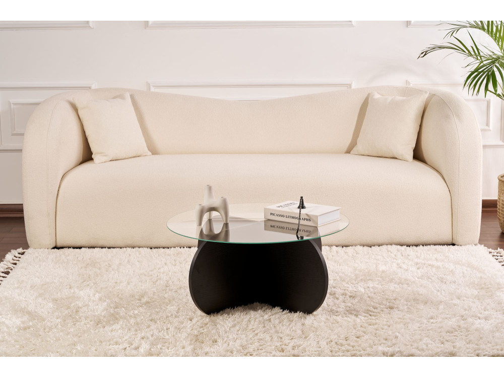 Table basse en bois "Aeris" - 75 x 75 x 35 cm - Bois NoirFumée
