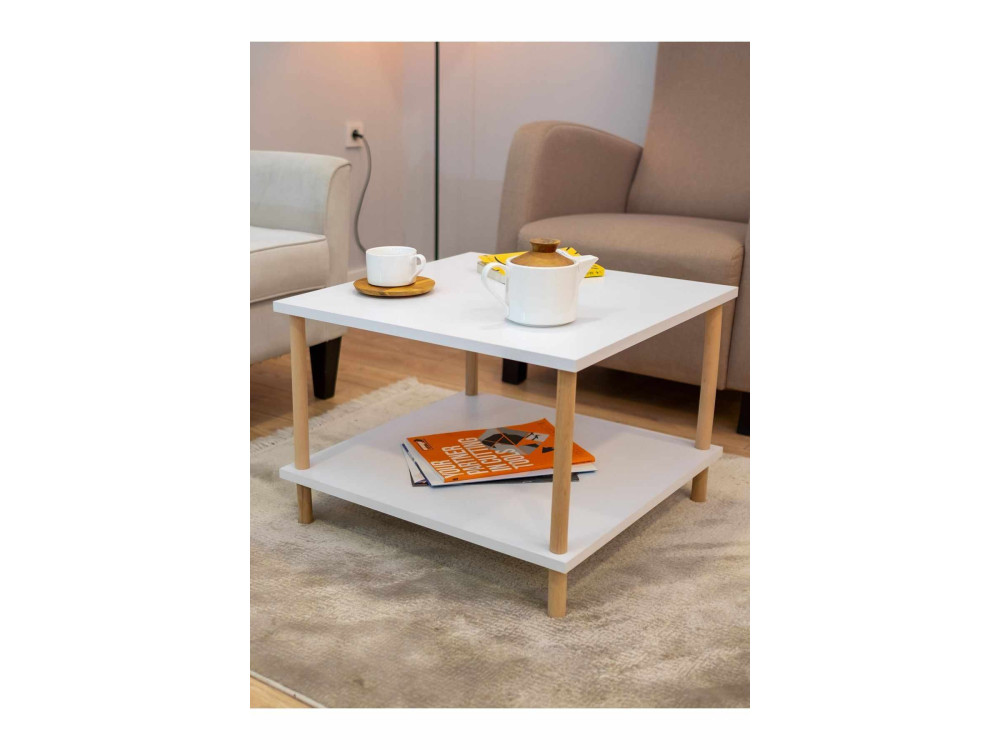 Table Basse en bois " Peka-0049 " - 60 x 42,5 x 60 cm - Blanc