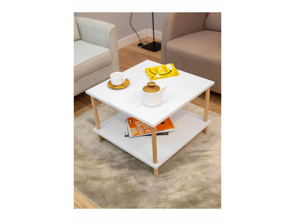 Table Basse en bois " Peka-0049 " - 60 x 42,5 x 60 cm - Blanc