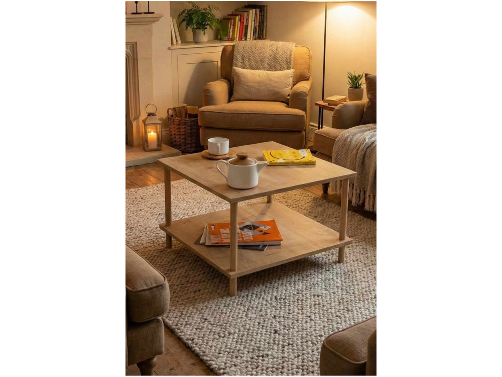 Table Basse en bois " Peka-0049 " - 60 x 42,5 x 60 cm - Chêne Saphir