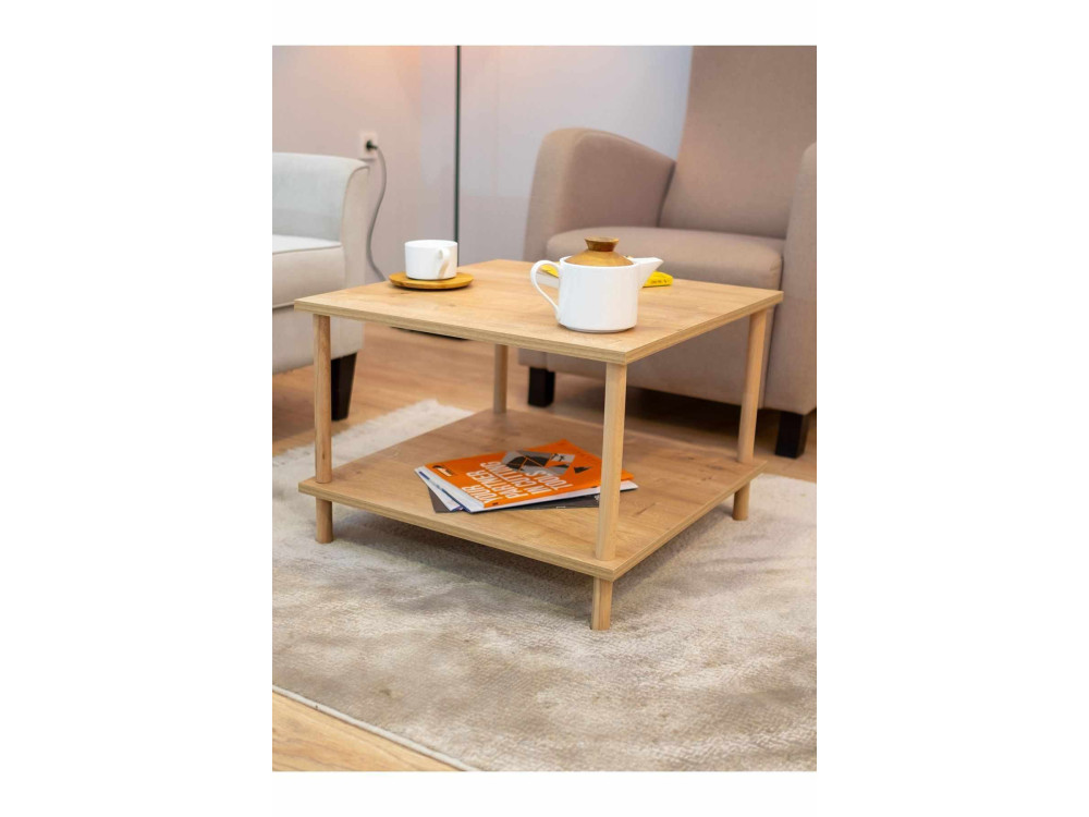 Table Basse en bois " Peka-0049 " - 60 x 42,5 x 60 cm - Chêne Saphir