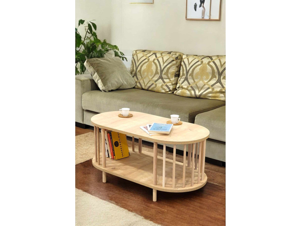 Table Basse en bois " Peka-0111 " - 90 x 43 x 45 cm - Chêne Saphir