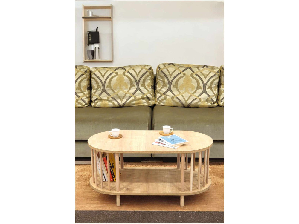 Table Basse en bois " Peka-0111 " - 90 x 43 x 45 cm - Chêne Saphir