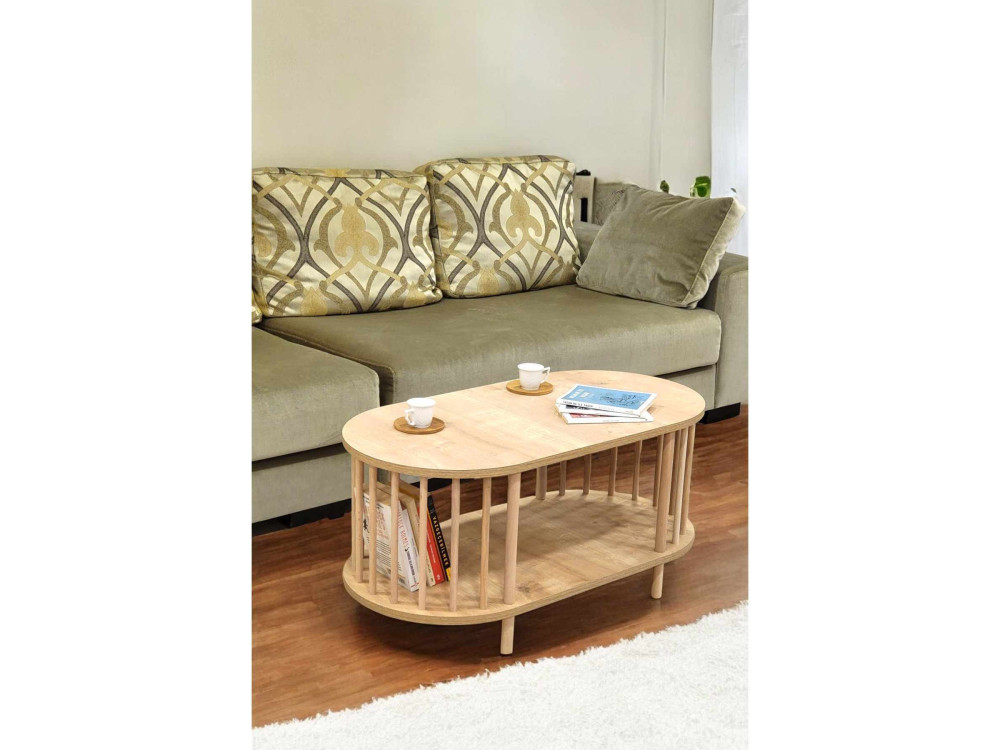 Table Basse en bois " Peka-0111 " - 90 x 43 x 45 cm - Chêne Saphir