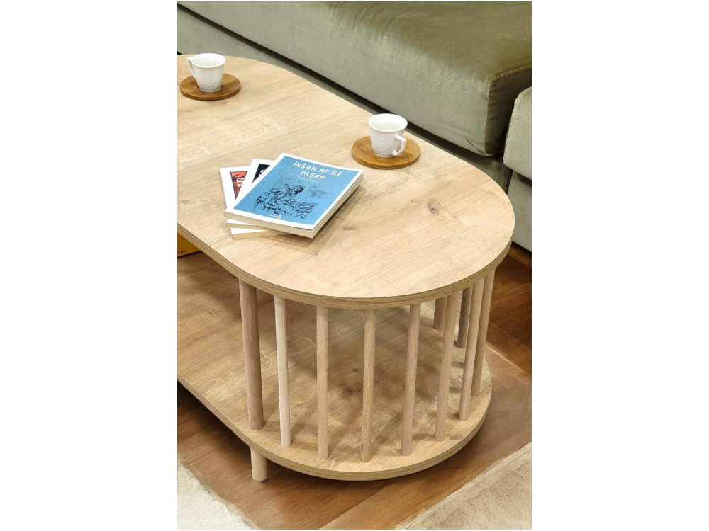 Table Basse en bois " Peka-0111 " - 90 x 43 x 45 cm - Chêne Saphir