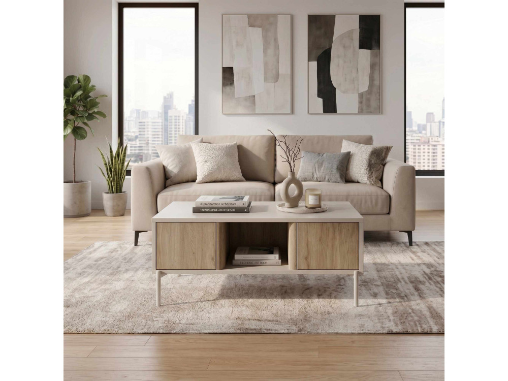 Table Basse en bois " VENTRO " - 100 x 42 x 60 cm - Grès