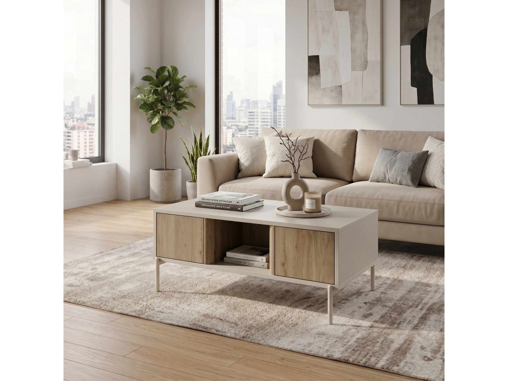 Table Basse en bois " VENTRO " - 100 x 42 x 60 cm - Grès
