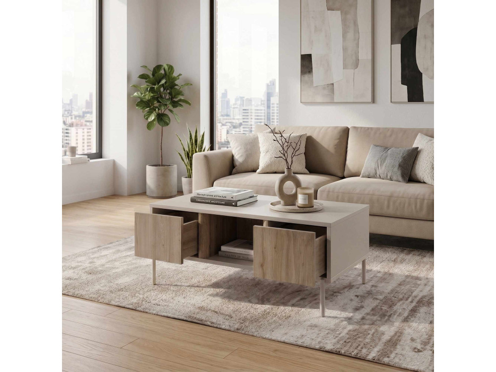 Table Basse en bois " VENTRO " - 100 x 42 x 60 cm - Grès