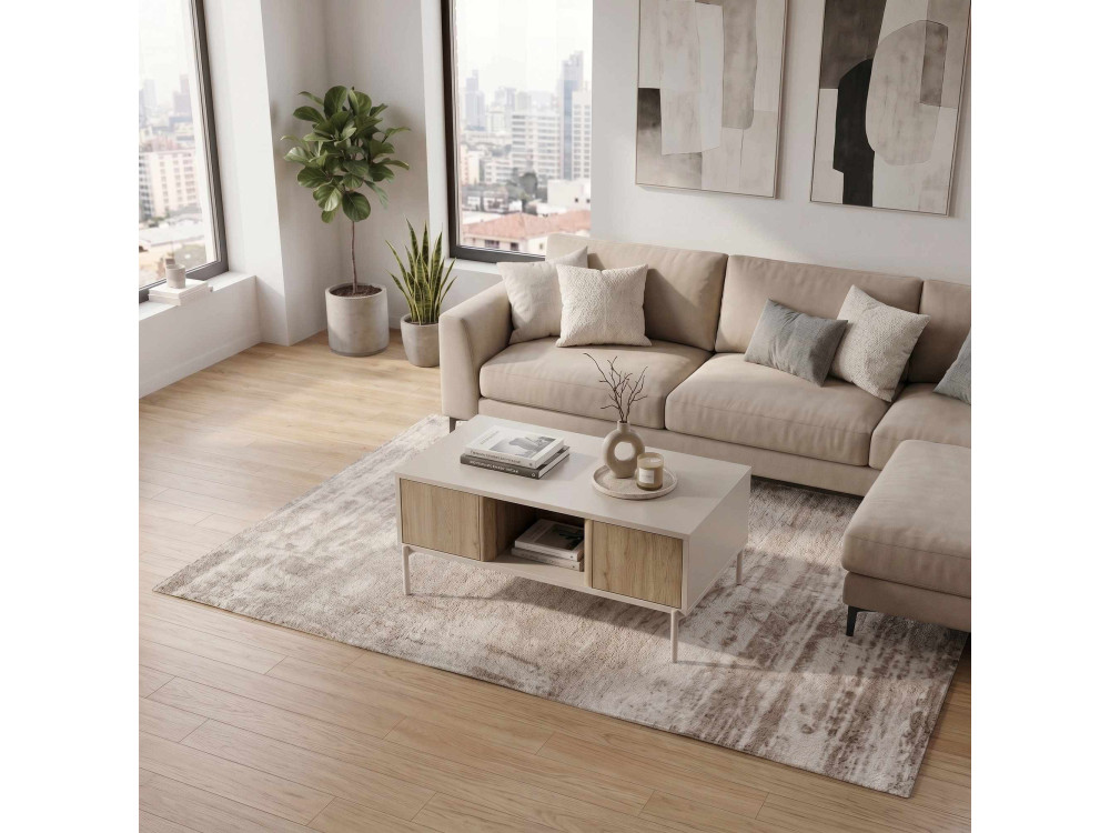Table Basse en bois " VENTRO " - 100 x 42 x 60 cm - Grès