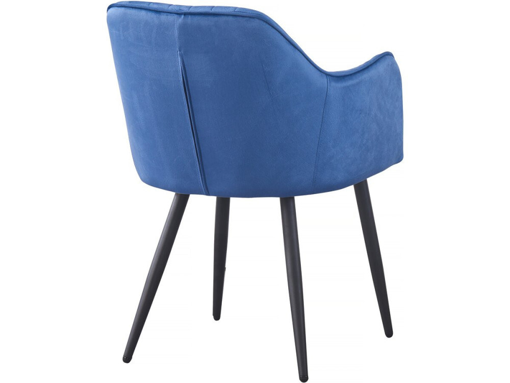 Lot de 2 chaises "Velma" en velours avec accoudoirs - Bleu
