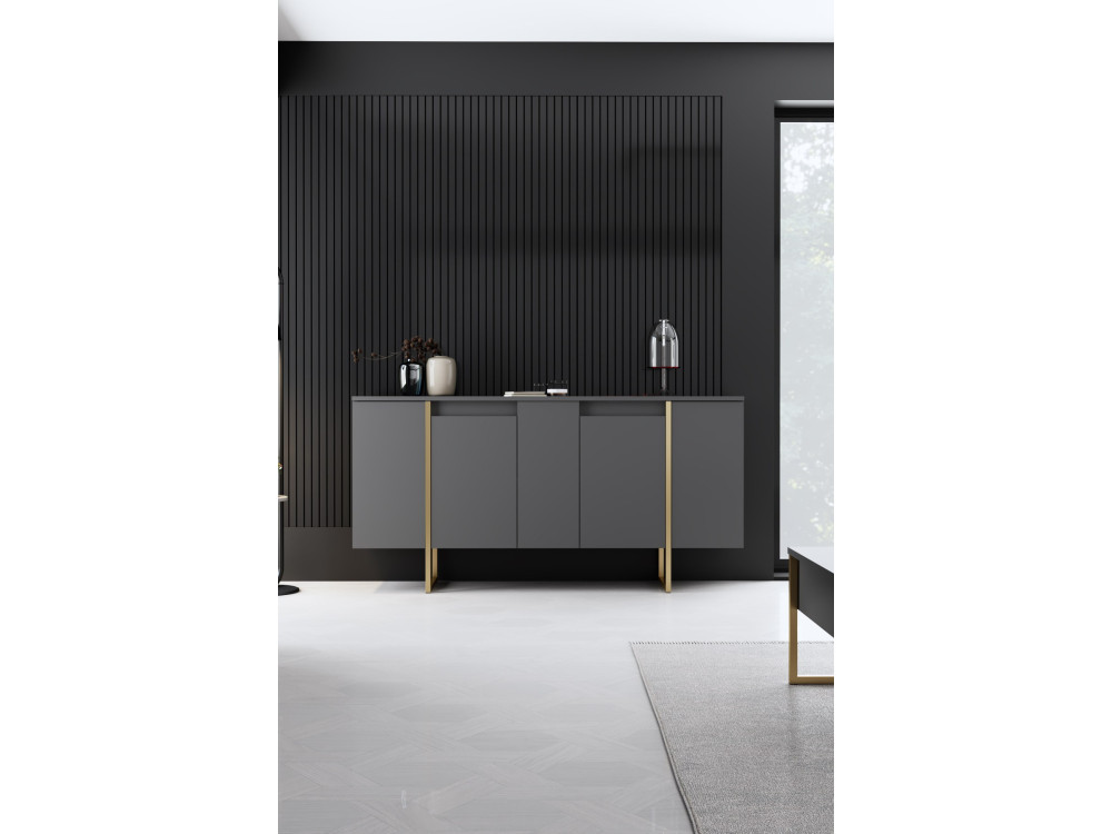 Buffet en bois "Luxe" - 160 x 35 x 80 cm - Anthracite Doré